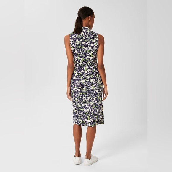 Hobbs London Nadia Sleeveless Jersey Dress Floral Leaf Navy Pattern - Picture 3 of 16